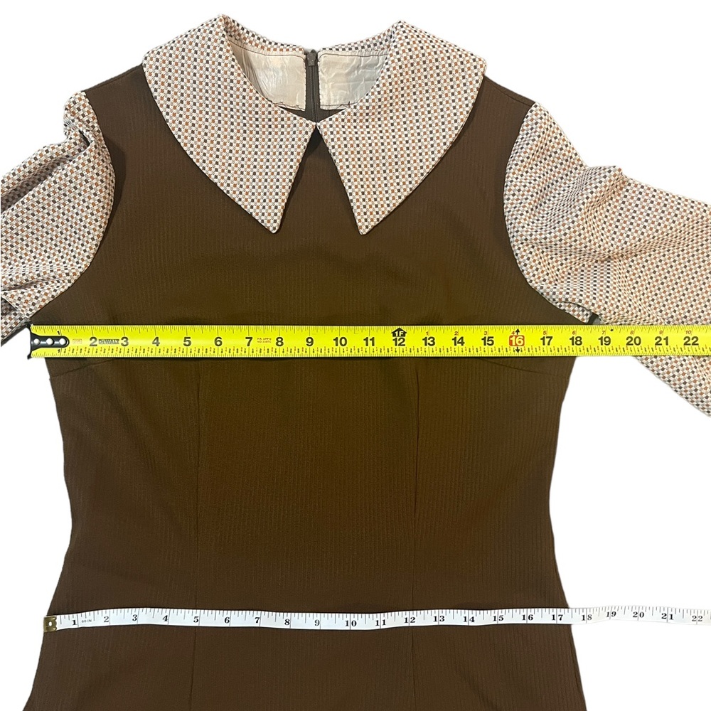 Vintage 60s Homemade A Line Dress Vest Top Pleated Skirt Schoolgirl Check - Picture 9 of 9